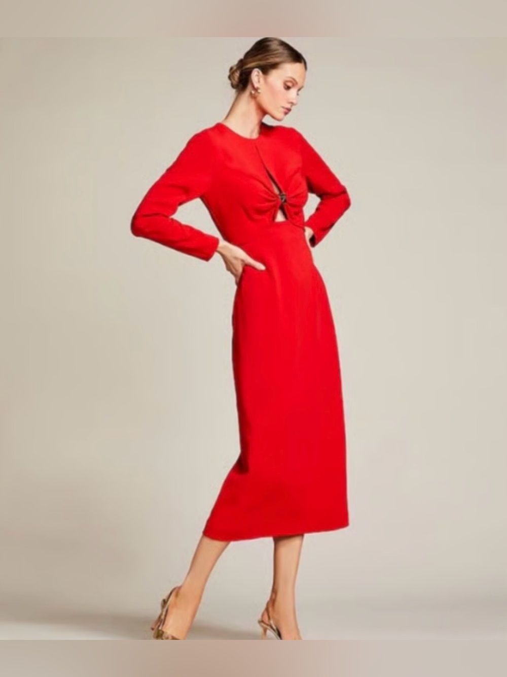 🆕 Antonio Melani | Lorelei Long Sleeve Keyhole Neckline Midi Dress